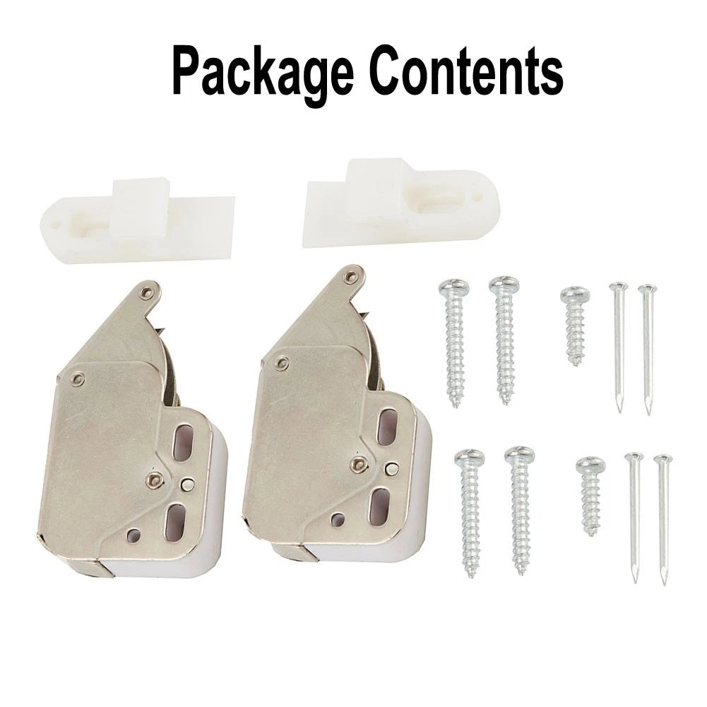 Set of 2 Spring Loaded Cabinet Latches for Cupboards/Doors