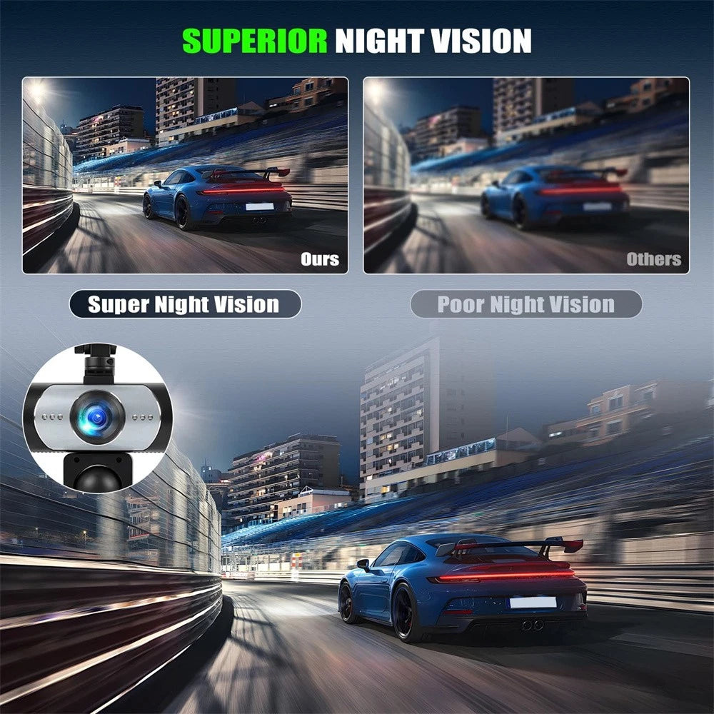 3.16'' 1080P Dash Camera for Car (Front, Rear, Inside, Left, Right)