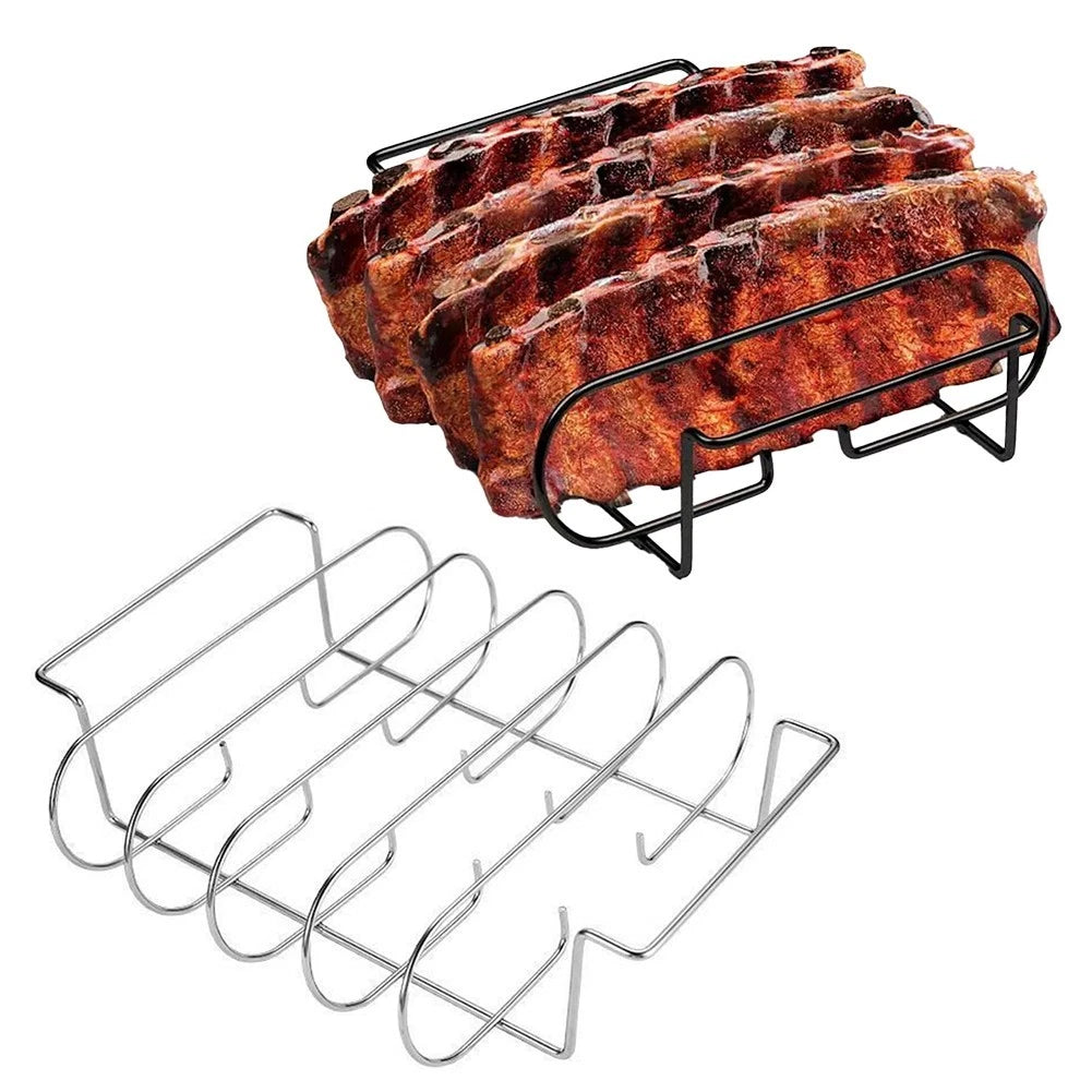 Heavy Duty BBQ Rib Rack for Grill (Stainless Steel)