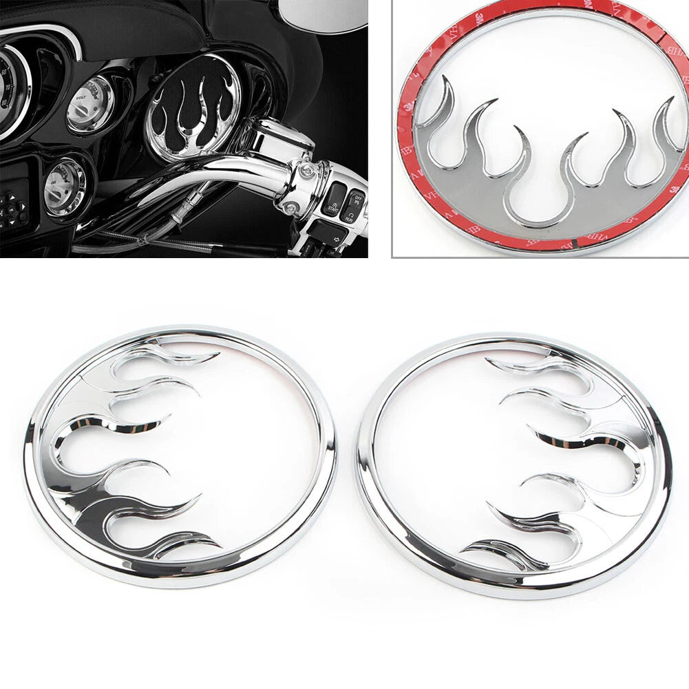 2 Pcs Chrome ABS Front Speaker Grill Trim Cover for Harley Electra Glide (2014–2022)