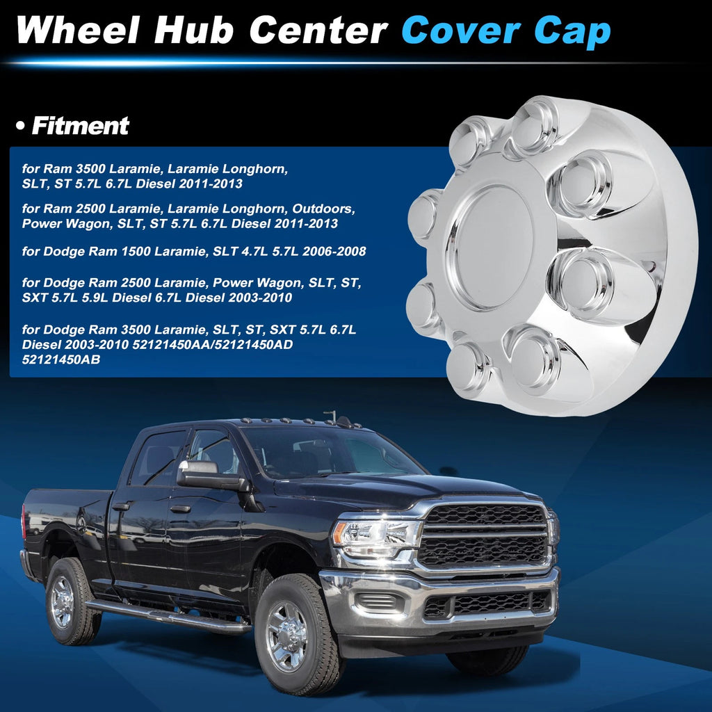 Wheel Hub Center Cap Silver Tone Replacement for Dodge Ram 1500 (2006–2008)