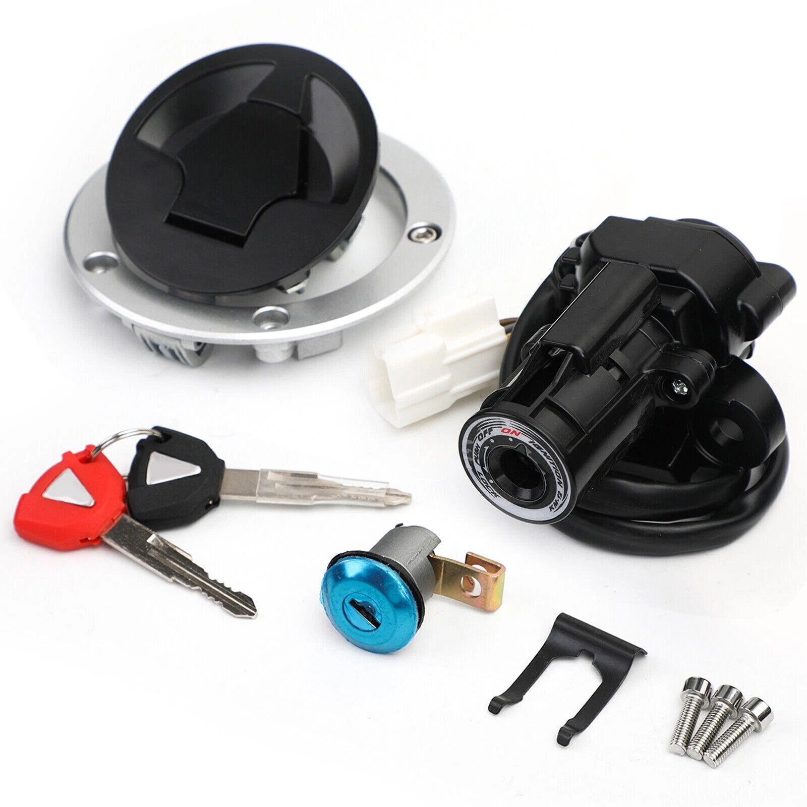 Ignition Switch Fuel Gas Cap Lock Set Key for Kawasaki ZX6R ZX10R (2011–2019) T9