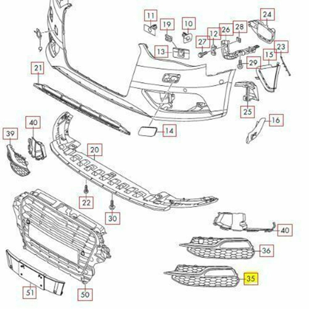 Fog Light Grille Cover for Audi A3 S-Line S3 (2013–2017) Right