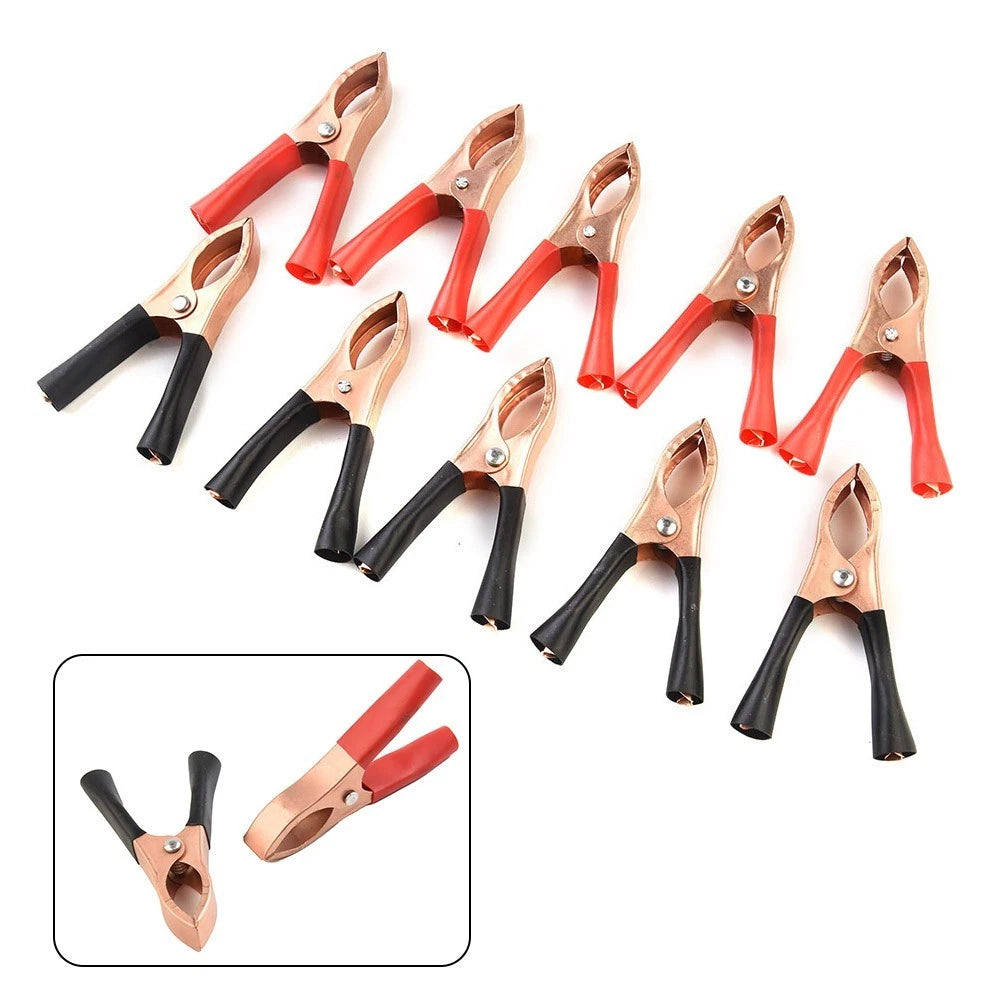 10pcs Set Crocodile Clips 70mm 30A Connector for Automotive Use
