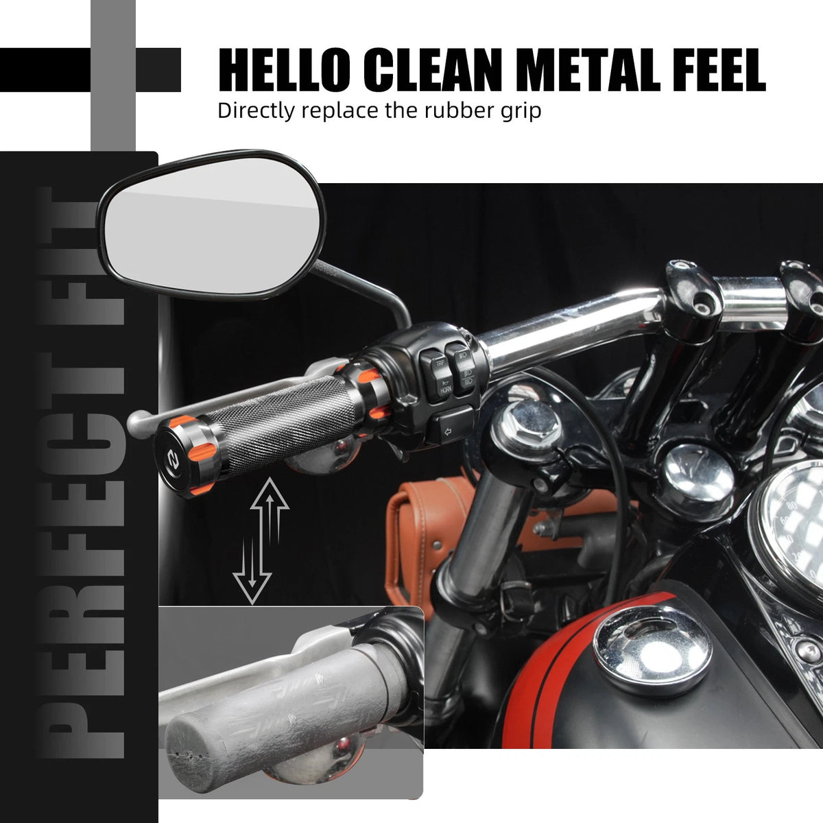 Pair CNC Handlebar Hand Grips for Harley Road King Police (2008–2013)