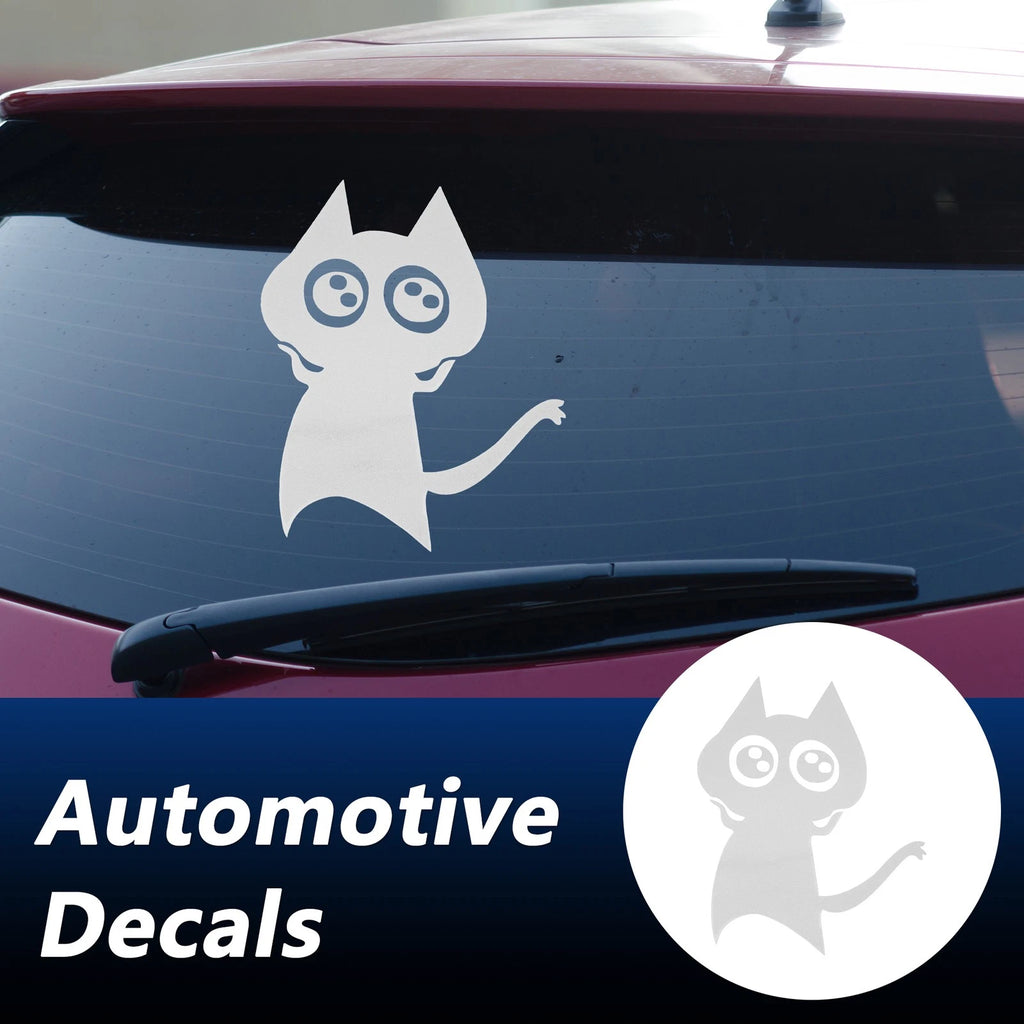 Reflective Bumper Decal for Car (White Square Cat)