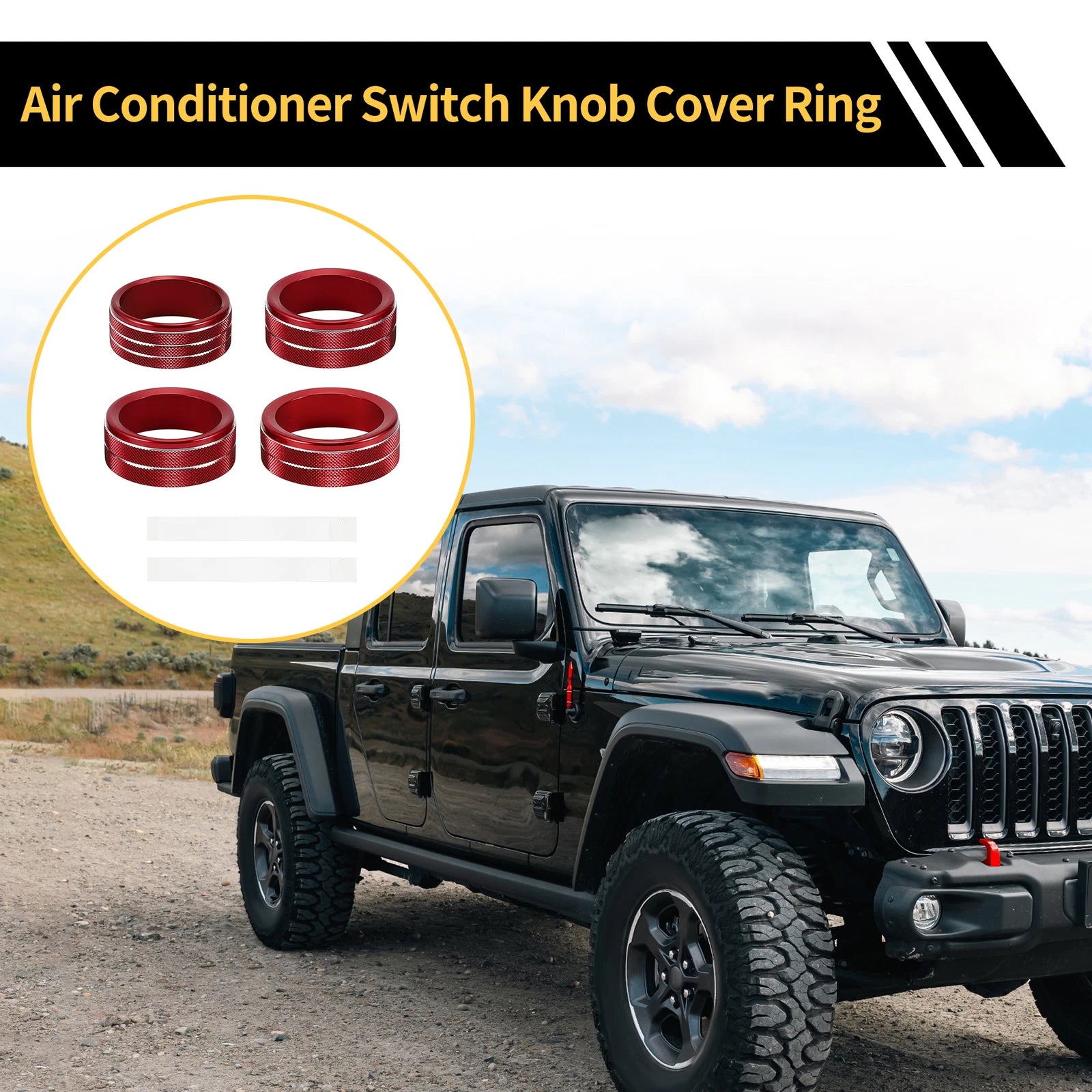 Headlight Switch Knob Cover Ring for Jeep Gladiator JT (2019–2023) Red