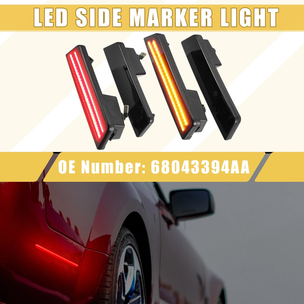 LED Side Marker Light Front Rear 2 Pair for Dodge Amber Red (2011–2020)