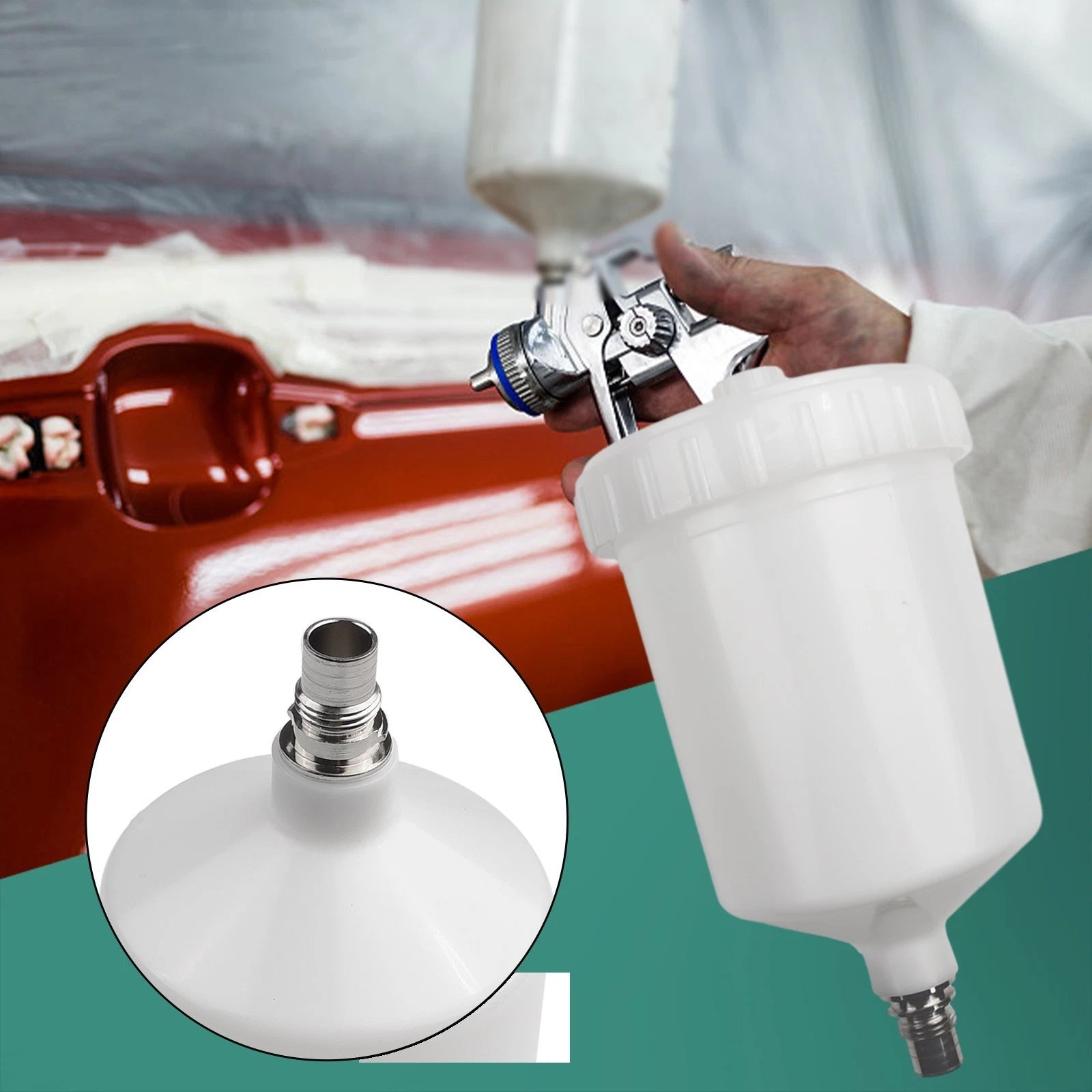 White Plastic Cup Pot for Sata Sprayer Jet Connector (Fits )