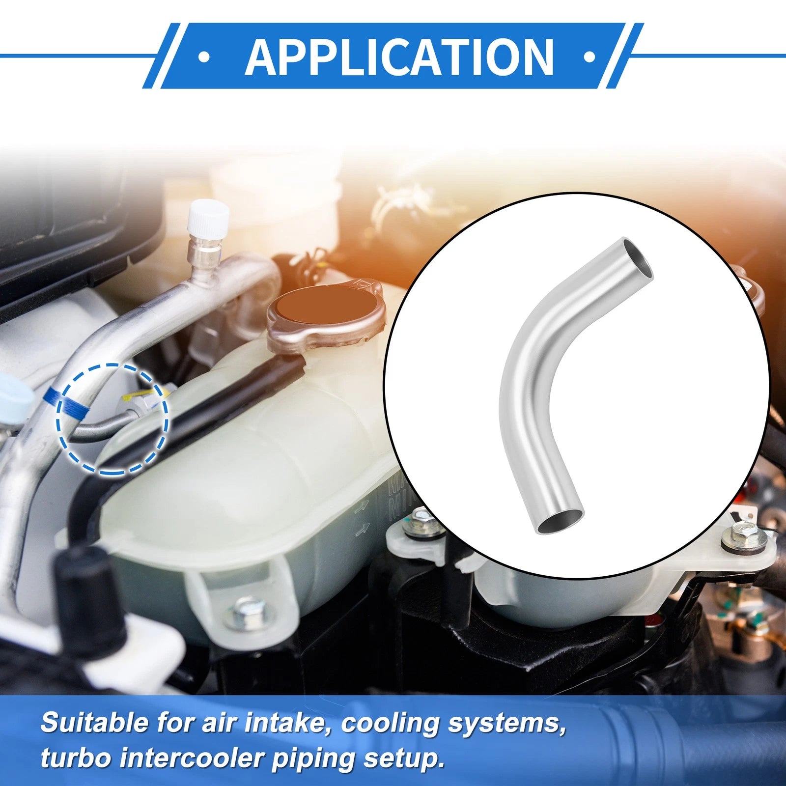 90° Intercooler Pipe for - 0.98" OD, 4" Length, Silver