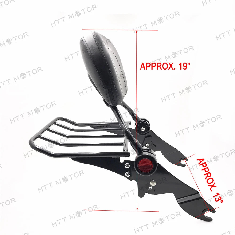 Adjustable Backrest Sissy Bar + Luggage Rack for Harley Touring (2009–2015)