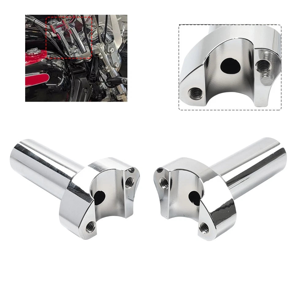 Chrome CNC 4" Handlebar Risers for Harley Sportster Dyna Softail (1" Bar)