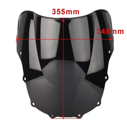 Black Double Bubble Windshield for Kawasaki ZZR400 ZZR600 (1993–2004)
