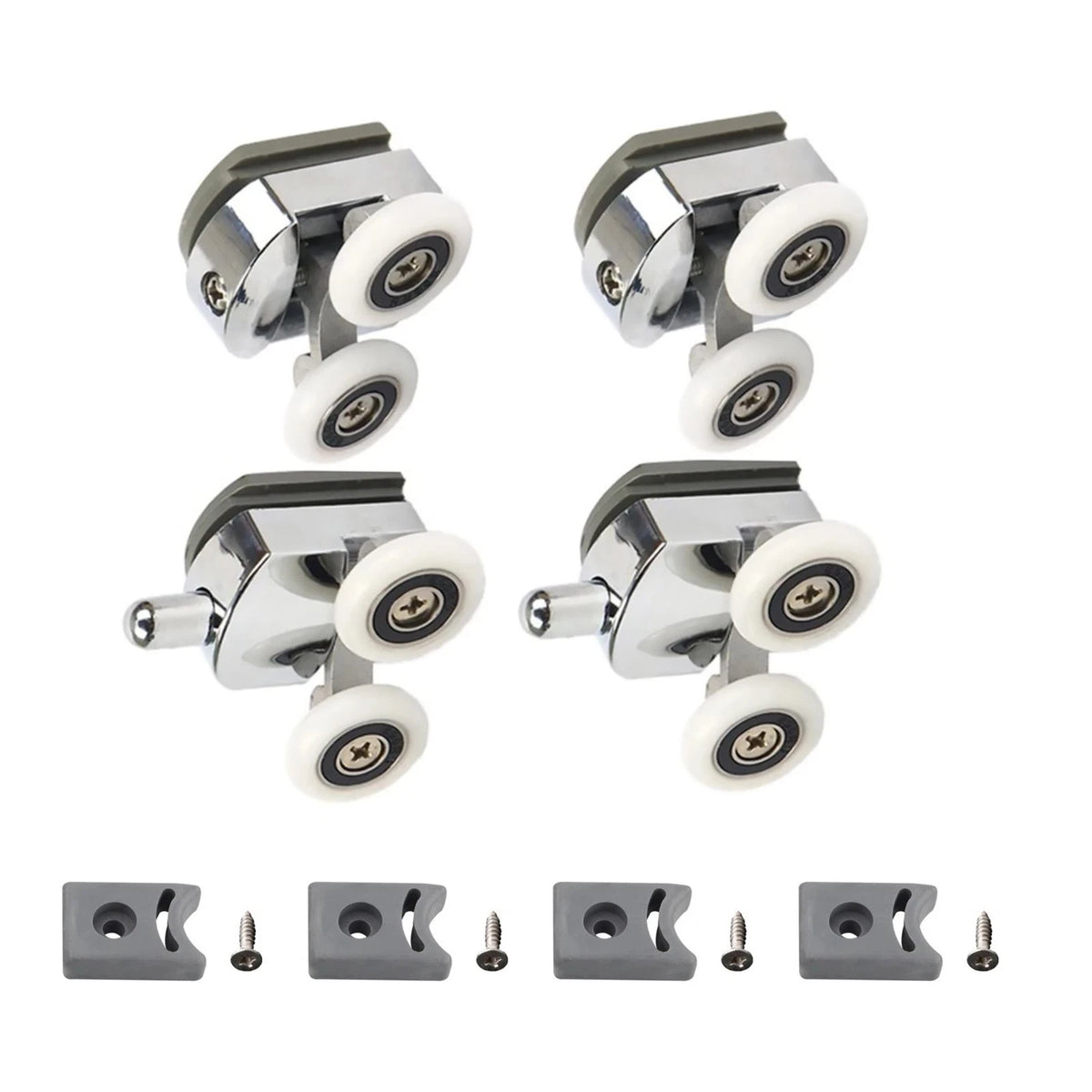 Set of 4 Shower Door Rollers 23mm with Anti Jump Stoppers