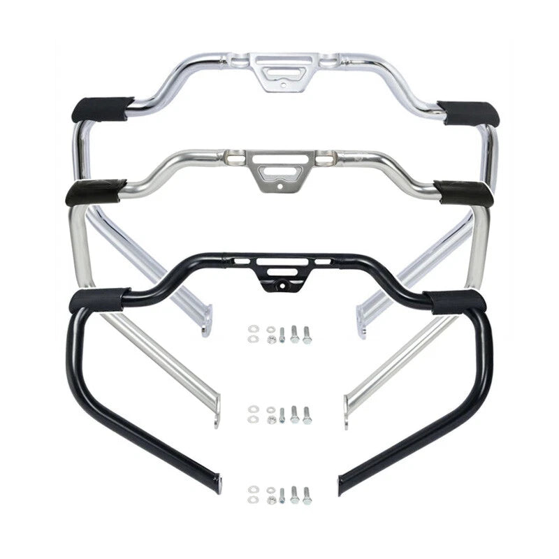 Chrome/Black Mustache Engine Guard Bar for Harley Softail Fat Boy (2018–2024)