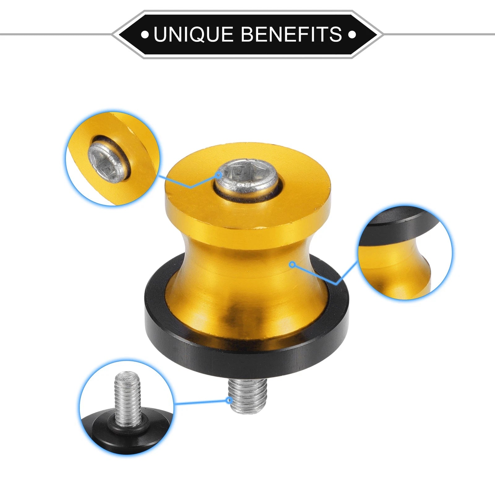 Swingarm Spools 6mm CNC Replacement Pair for Motorbike (Gold)