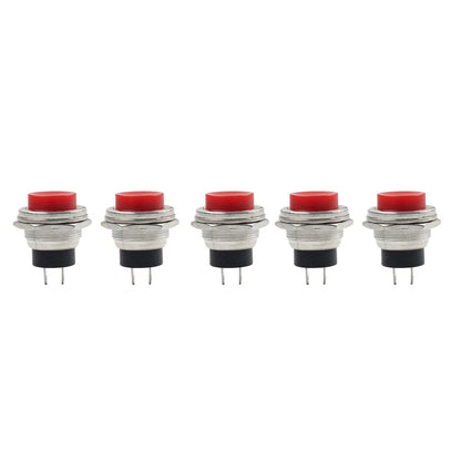 5pcs 16mm Red Round Cap Push Button Switch AC 125V 3A for Universal