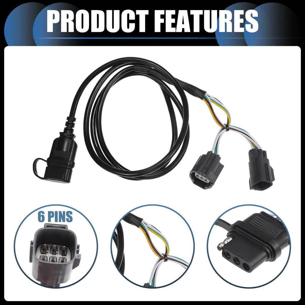 Trailer Wiring Harness 4 Pin Replacement Set for Jeep Wrangler JK (2007–2018)