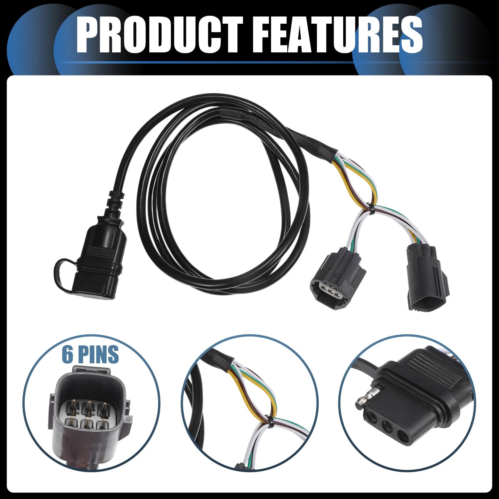 Trailer Wiring Harness 4 Pin Replacement Set for Jeep Wrangler JK (2007–2018)