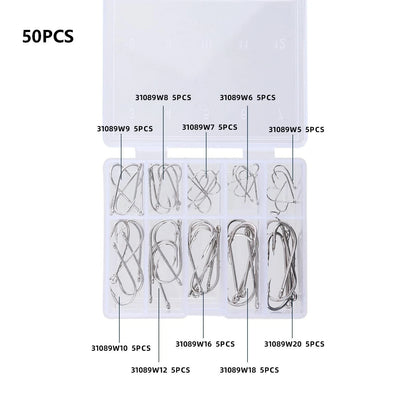 100pcs Double Barb Long Shank Fishing Hooks for Surf Saltwater