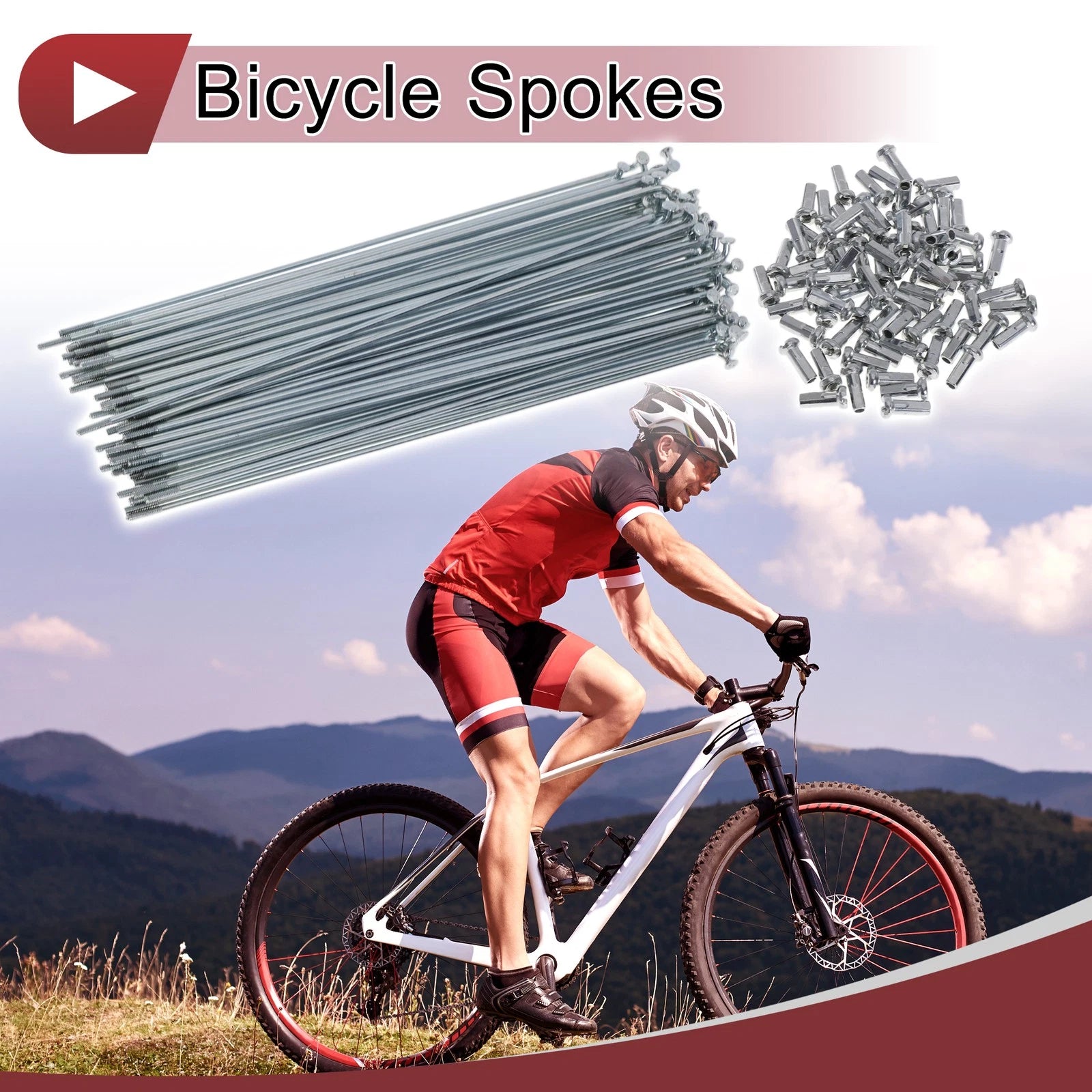 Bicycle Wheel Spoke Set Carbon Steel Galvanized 174mm for 14G (72 Pack)