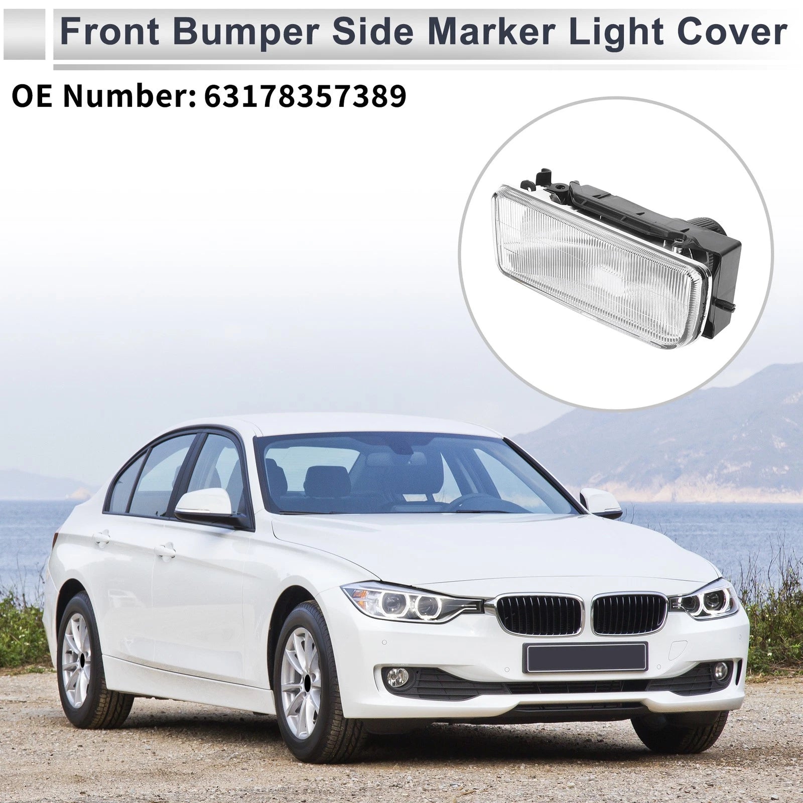 Left Front Bumper Side Marker Light Cover for BMW 3 Series (2013–2019)