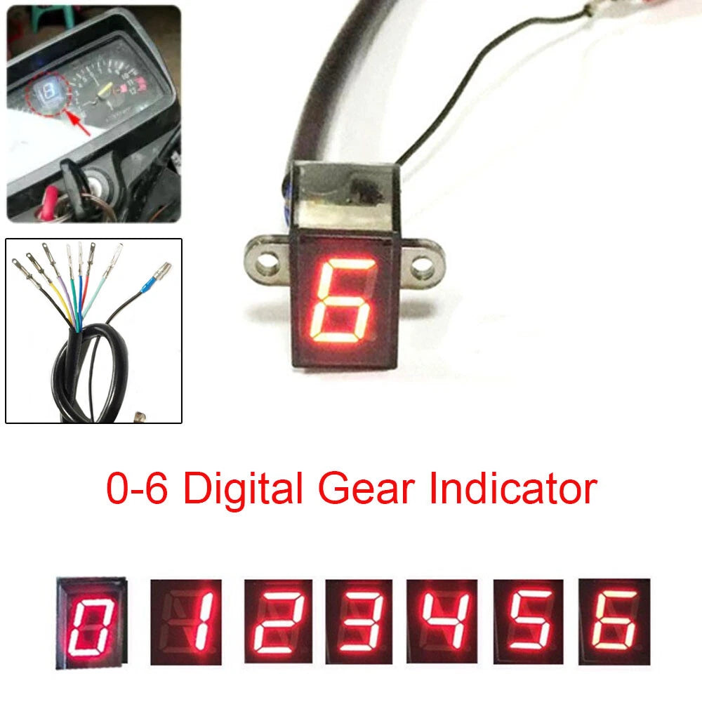 Digital Gear Indicator Light for Universal Vehicles (0-6) Red LED Display