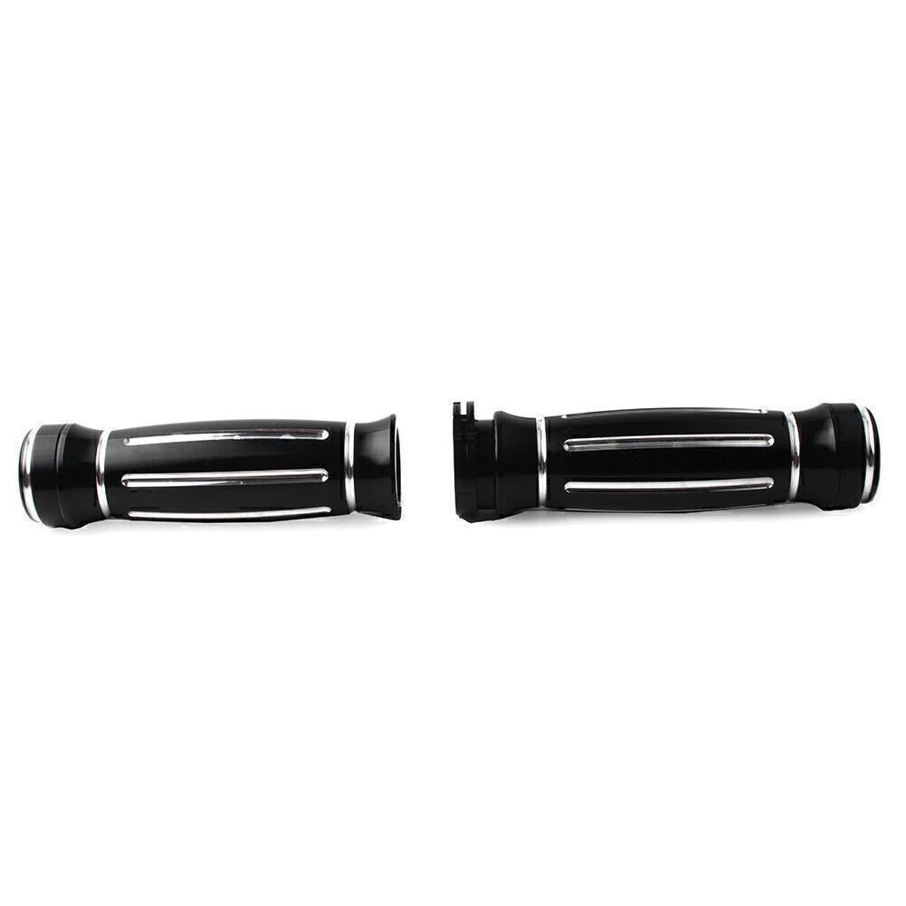 Aluminum 1" CNC Black Handle Bar Hand Grips for Harley Touring