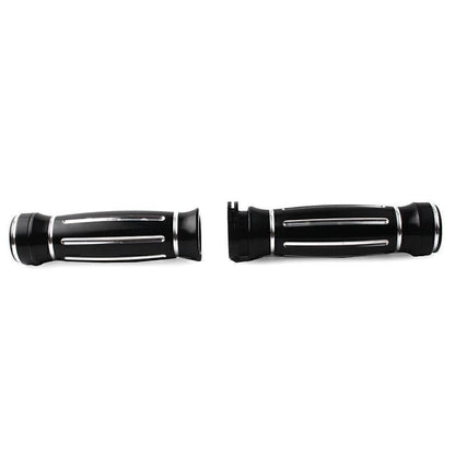 Aluminum 1" CNC Black Handle Bar Hand Grips for Harley Touring