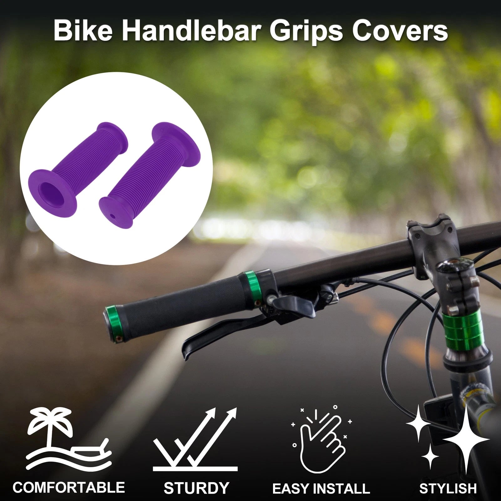 Handlebar Grip Covers 85mm Non-Slip Cycling End Grip Protector 1 Pair for Bike (—)