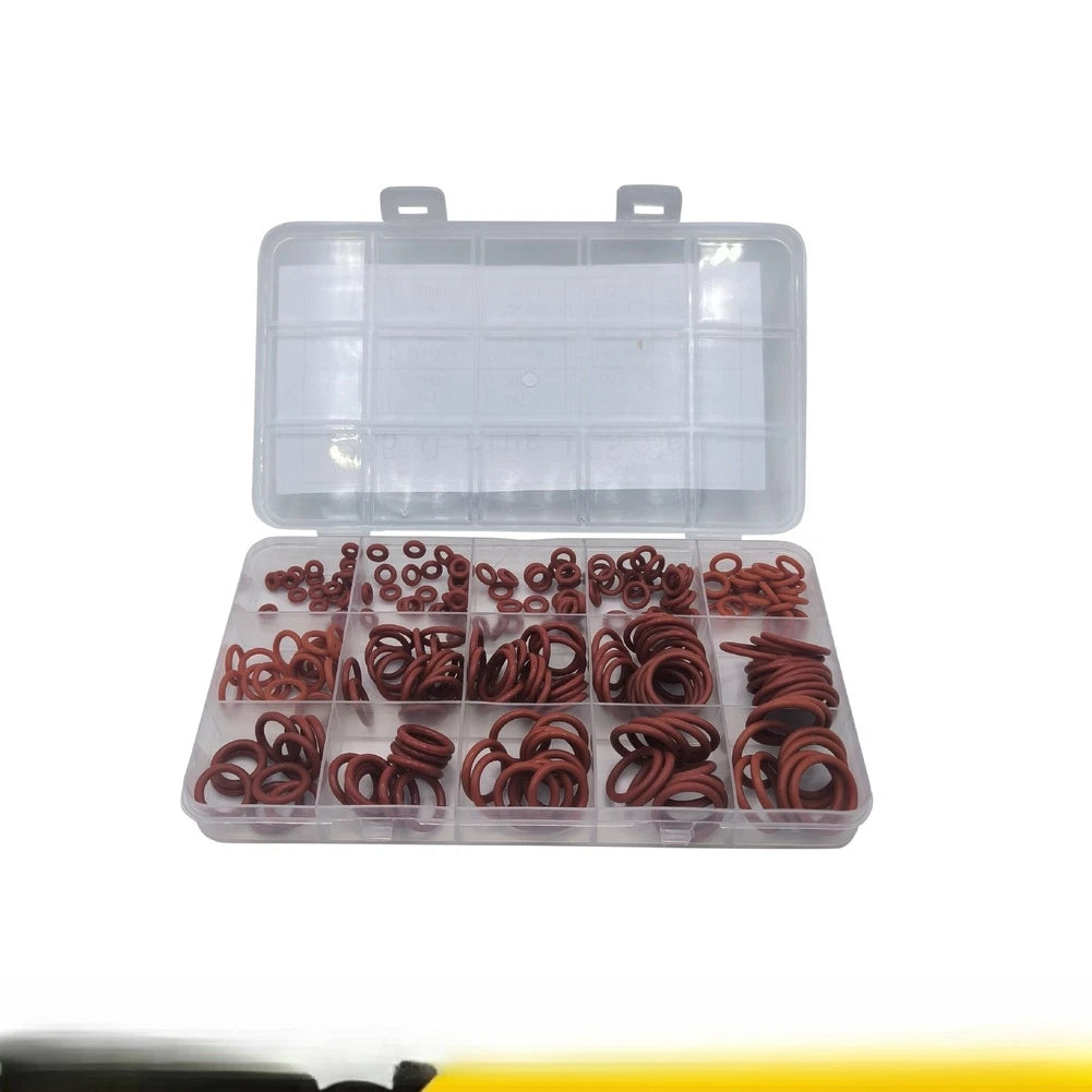 225pcs Red Silicone O Ring Kit for High Temperature Sealing