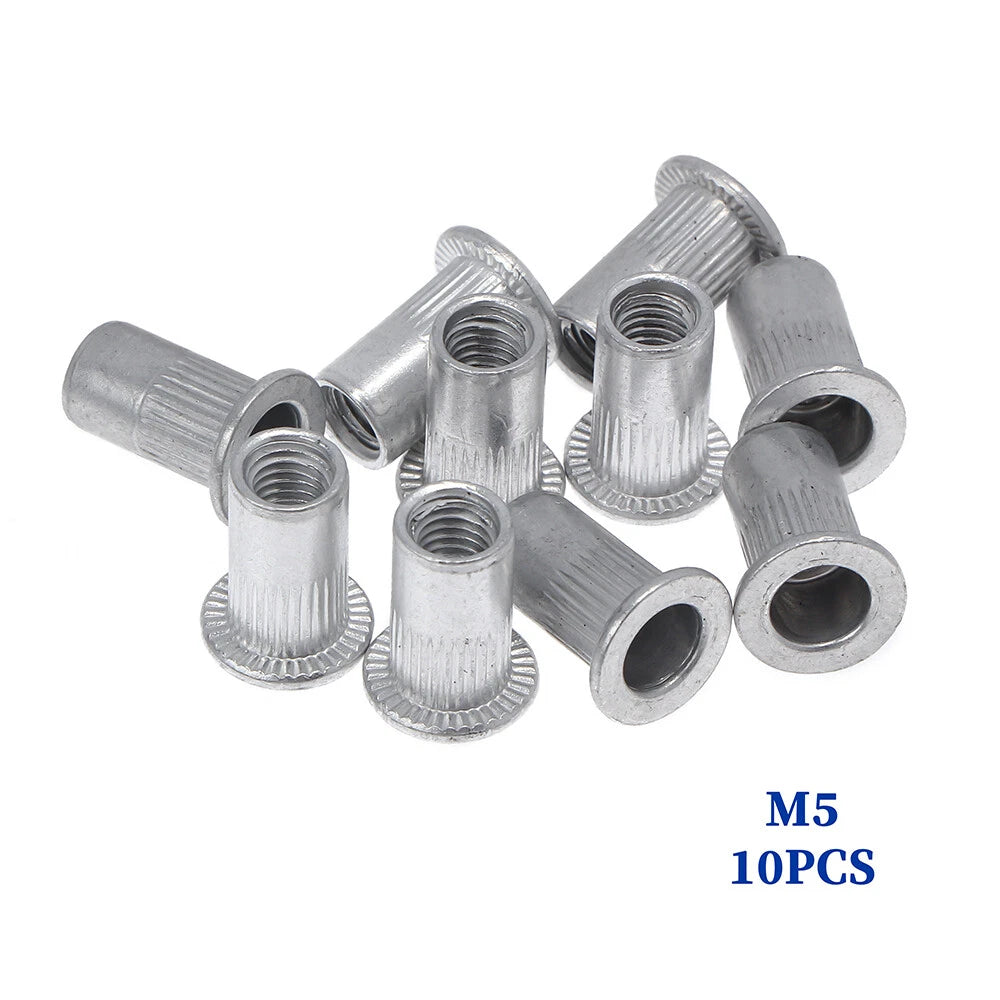 90Pcs Rivet Nut Set M3 M4 M5 M6 M8 M10 Aluminum Flat Head Inserts