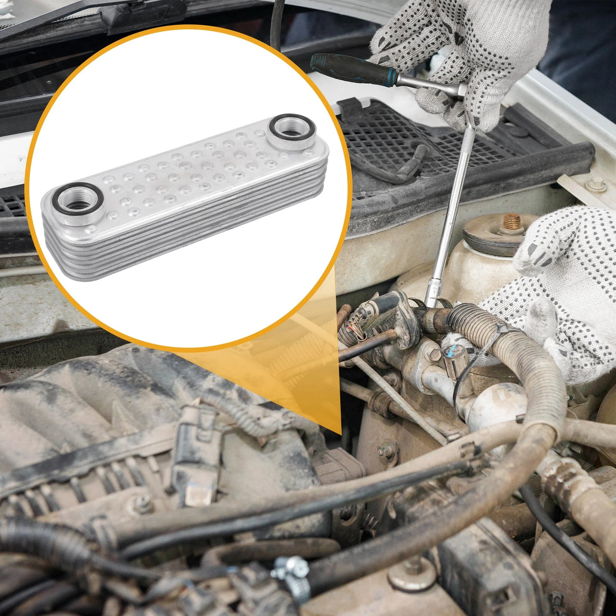 Engine Oil Cooler with O-ring Seals & Bolt Set for Land Rover (No.PBC500230)