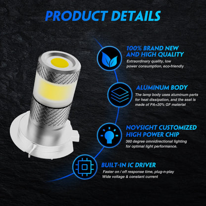2X H7 30W LED Fog Light Bulbs Kit for NOVSIGHT (6500K)