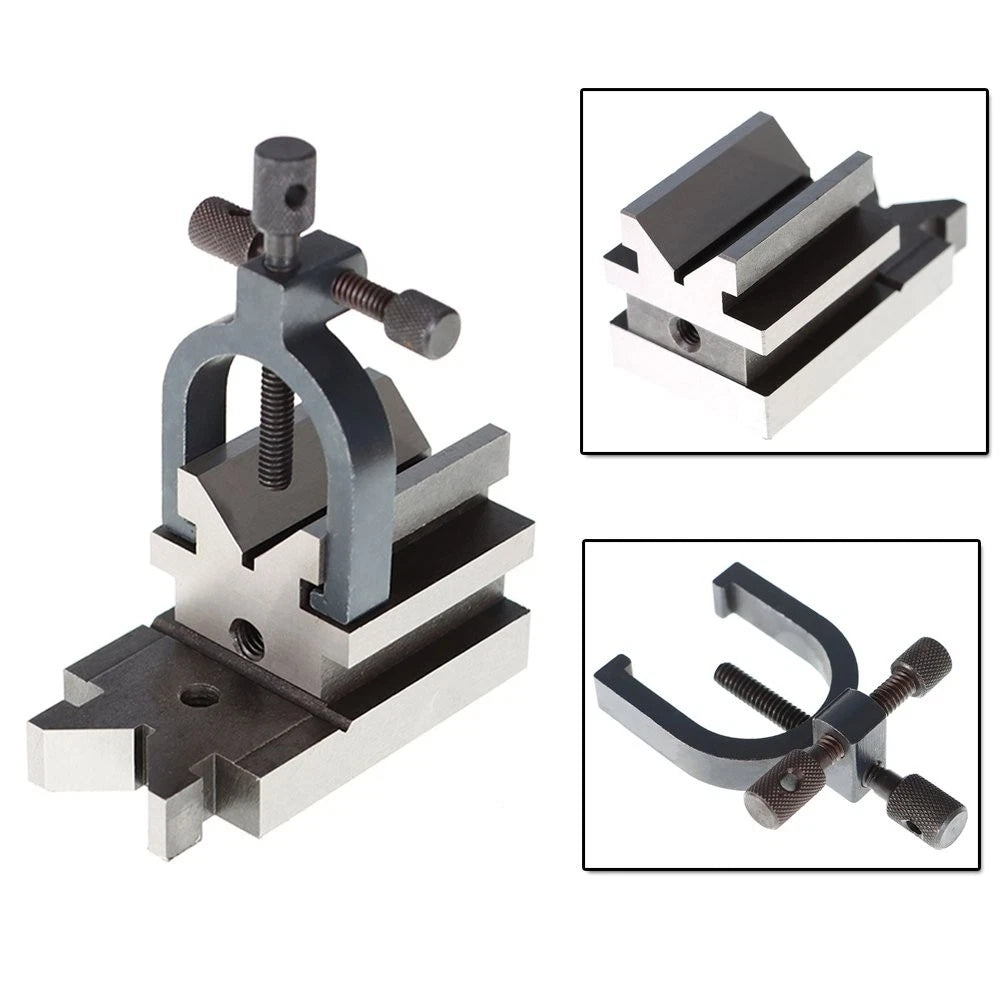 Angle V-Block W/Clamp Set for Precision Machining (0.0003) 3.5"x1.875"x1.875"