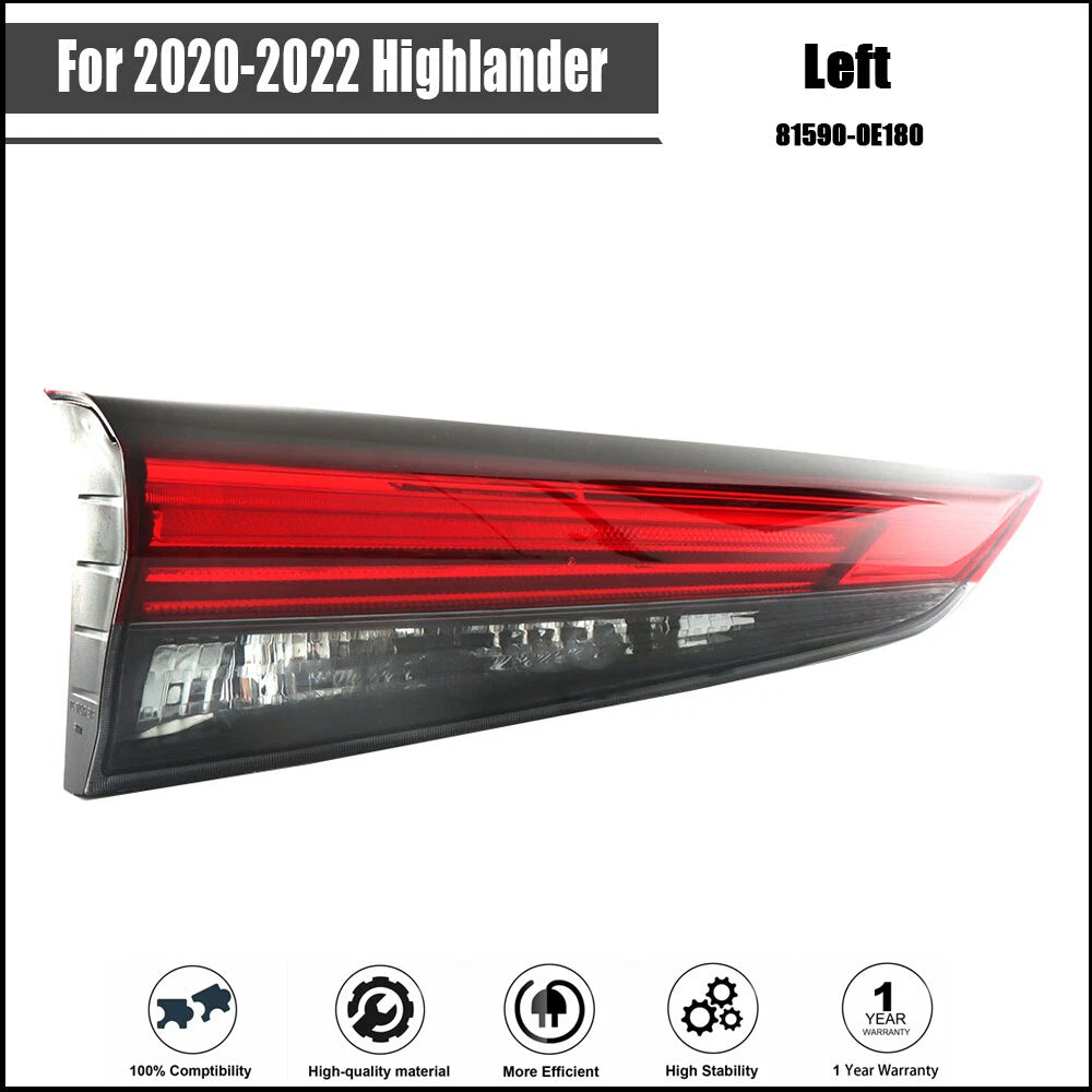 LED Left Inner Rear Tail Light Assembly for Highlander (2020–2022)