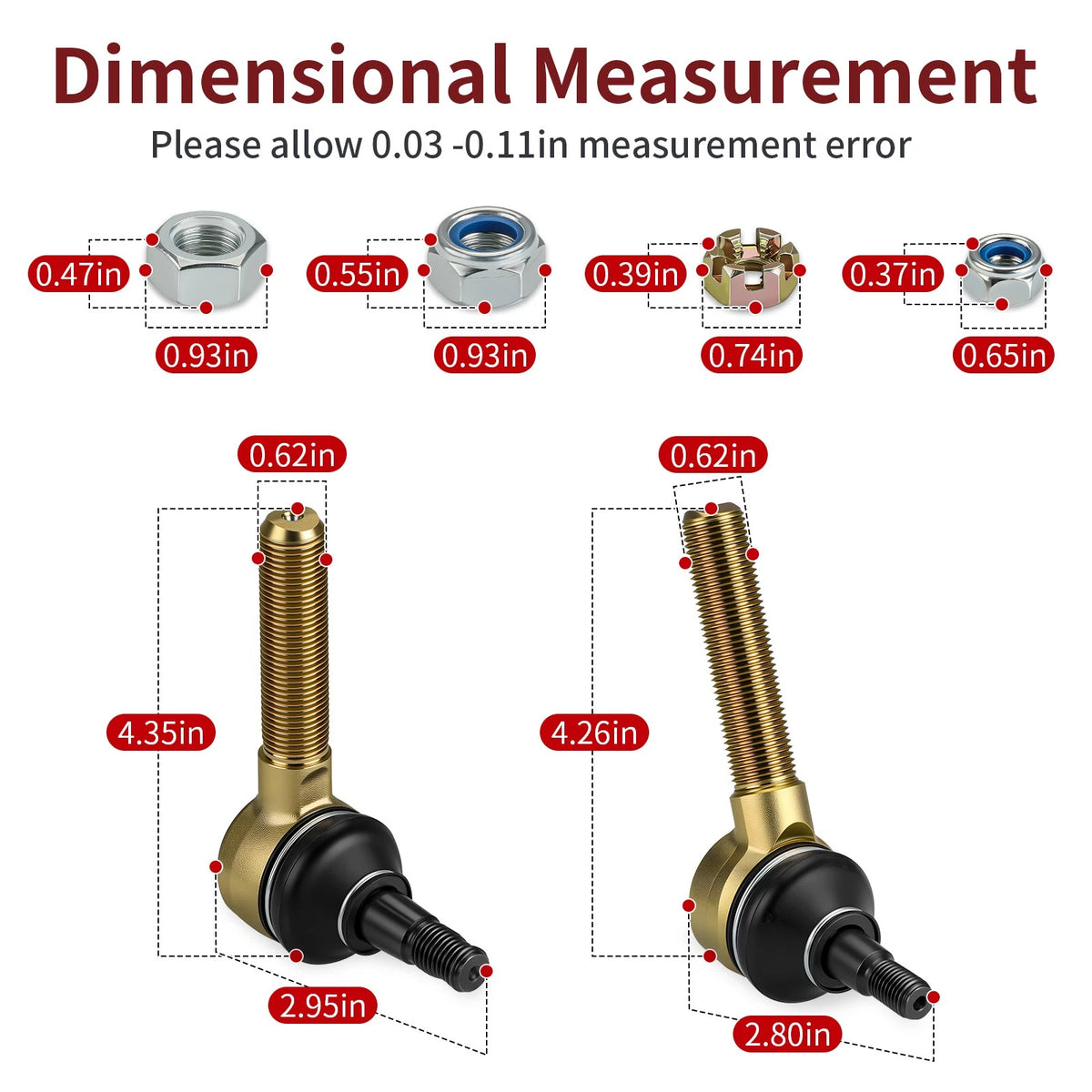 Adjustable A-Arm Ball Joints for Honda TRX450ER (2006–2014) 51350-HP1-600
