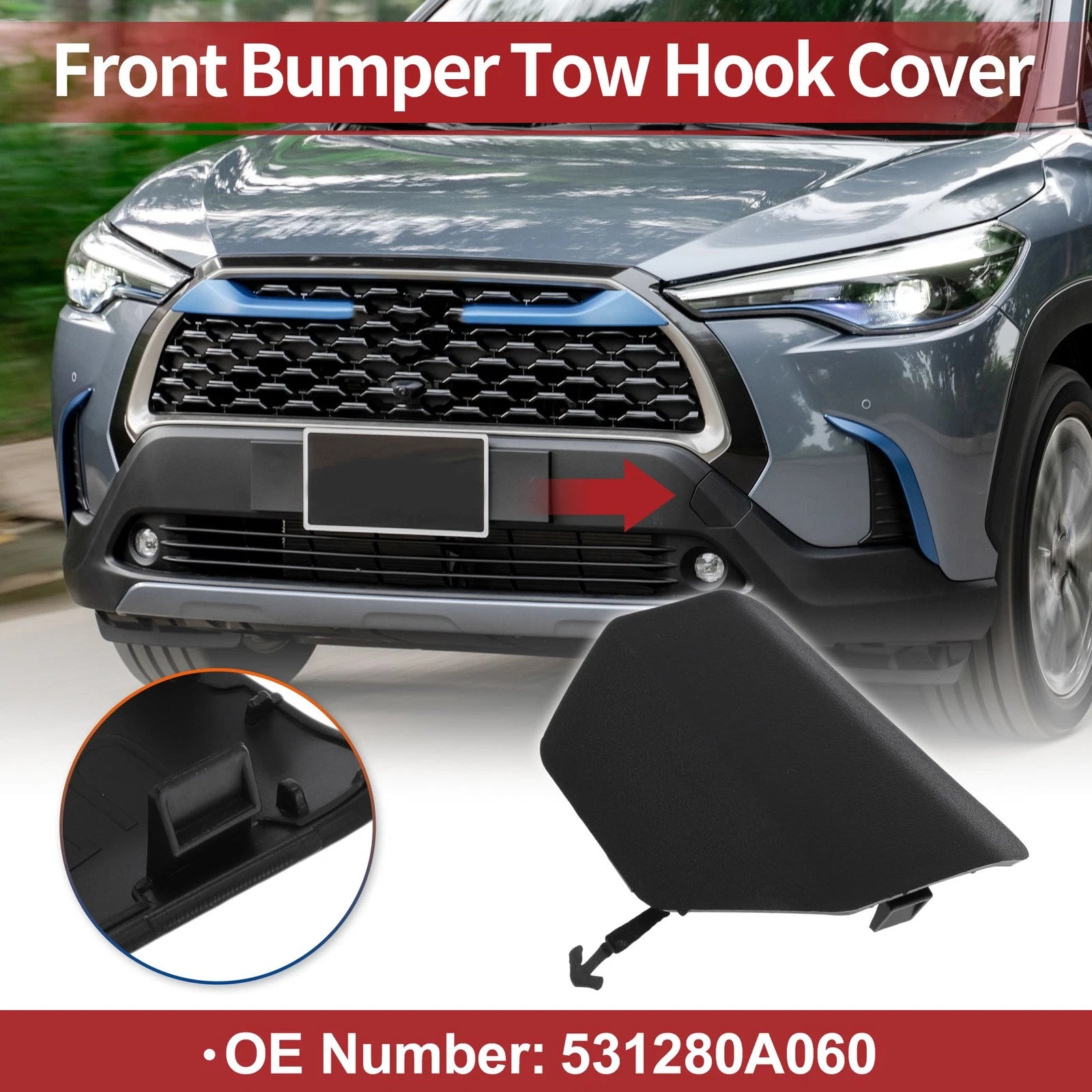Front Tow Hook Cover Cap Replacement for Toyota Corolla Cross (2022–2025)
