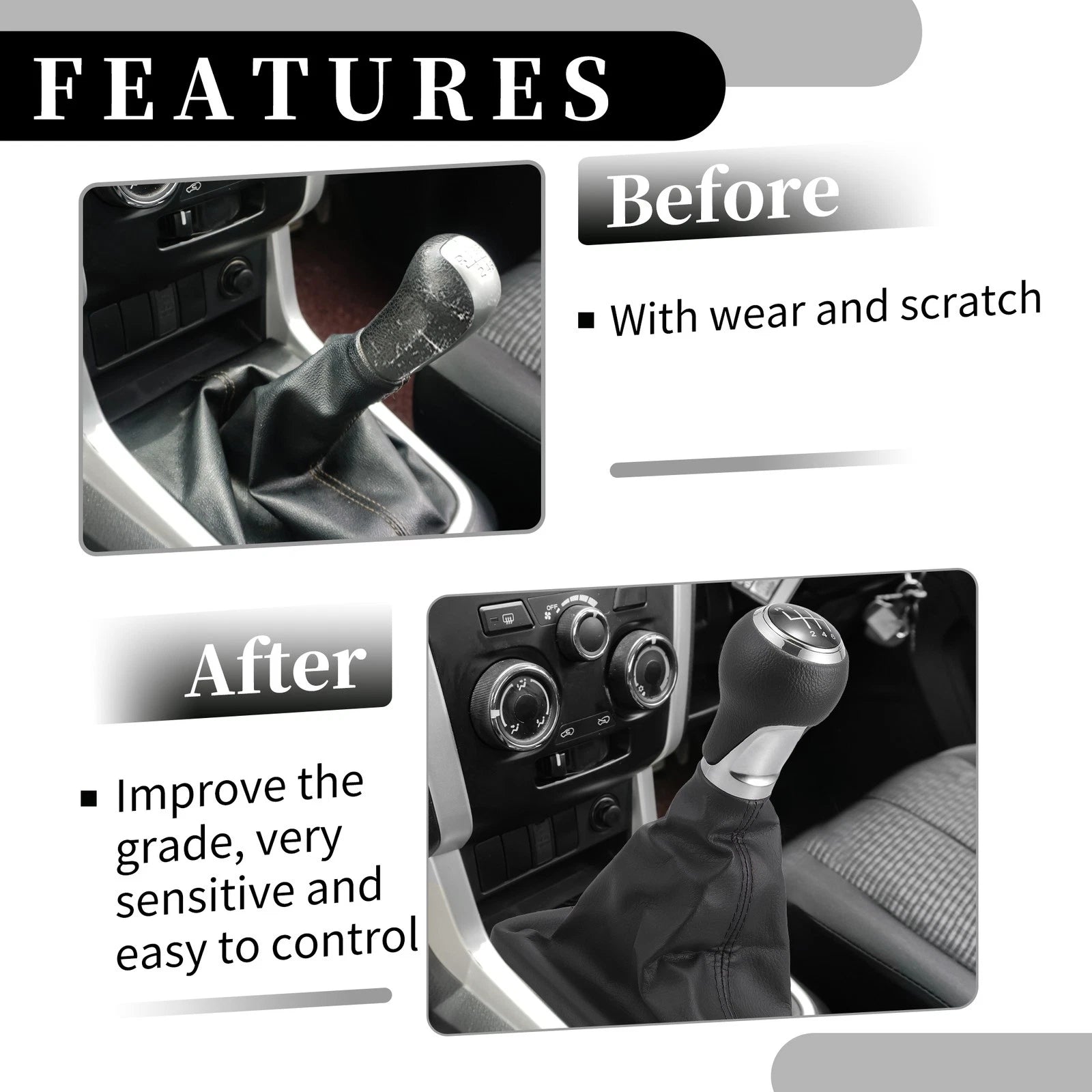 6 Speed Gear Shift Knob with Dust Cover for Audi A6 C6 4F (2004–2008)