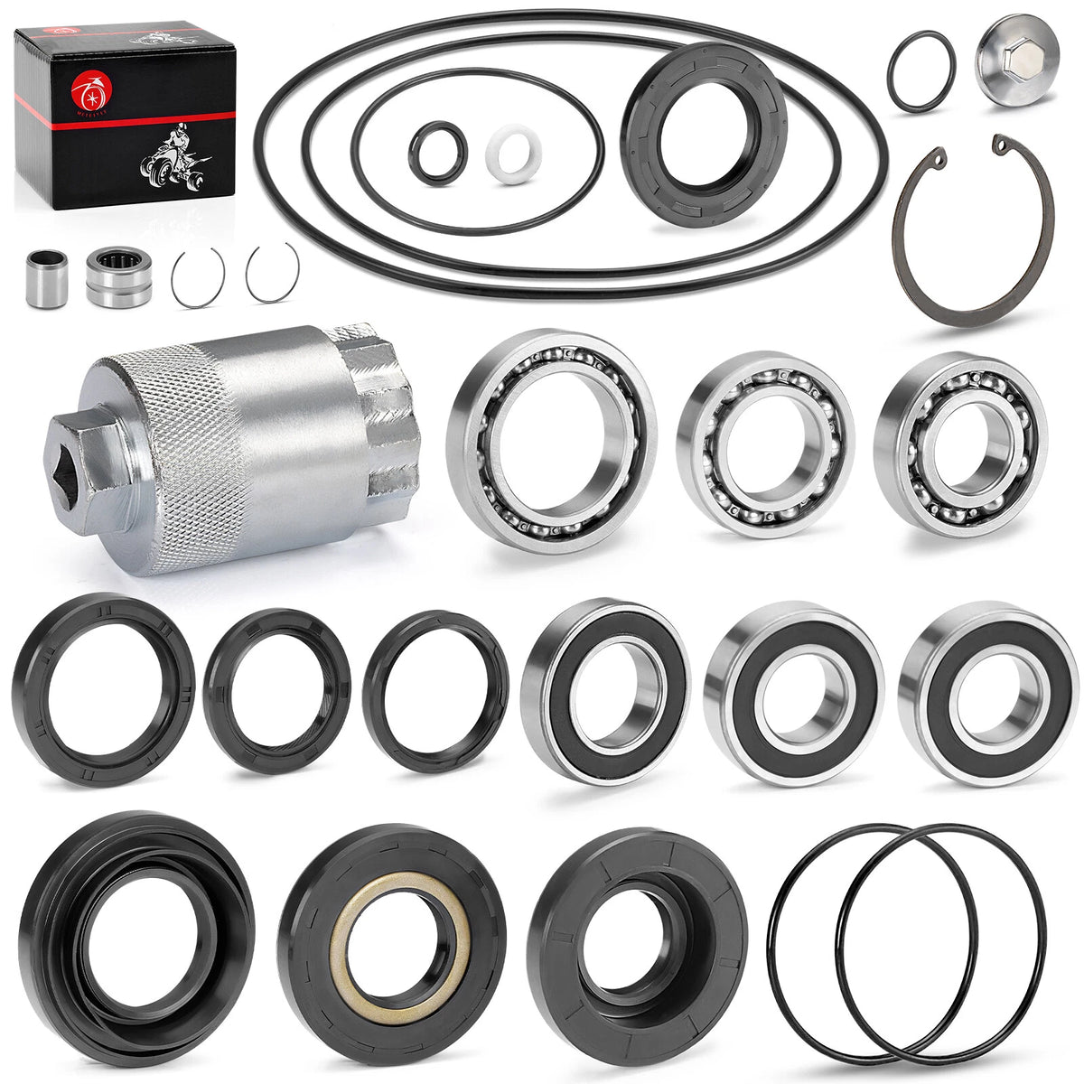 Rear Differential Axle Bearing Seal Kit & Nut Tool for Honda Rancher 350 (2000–2006)