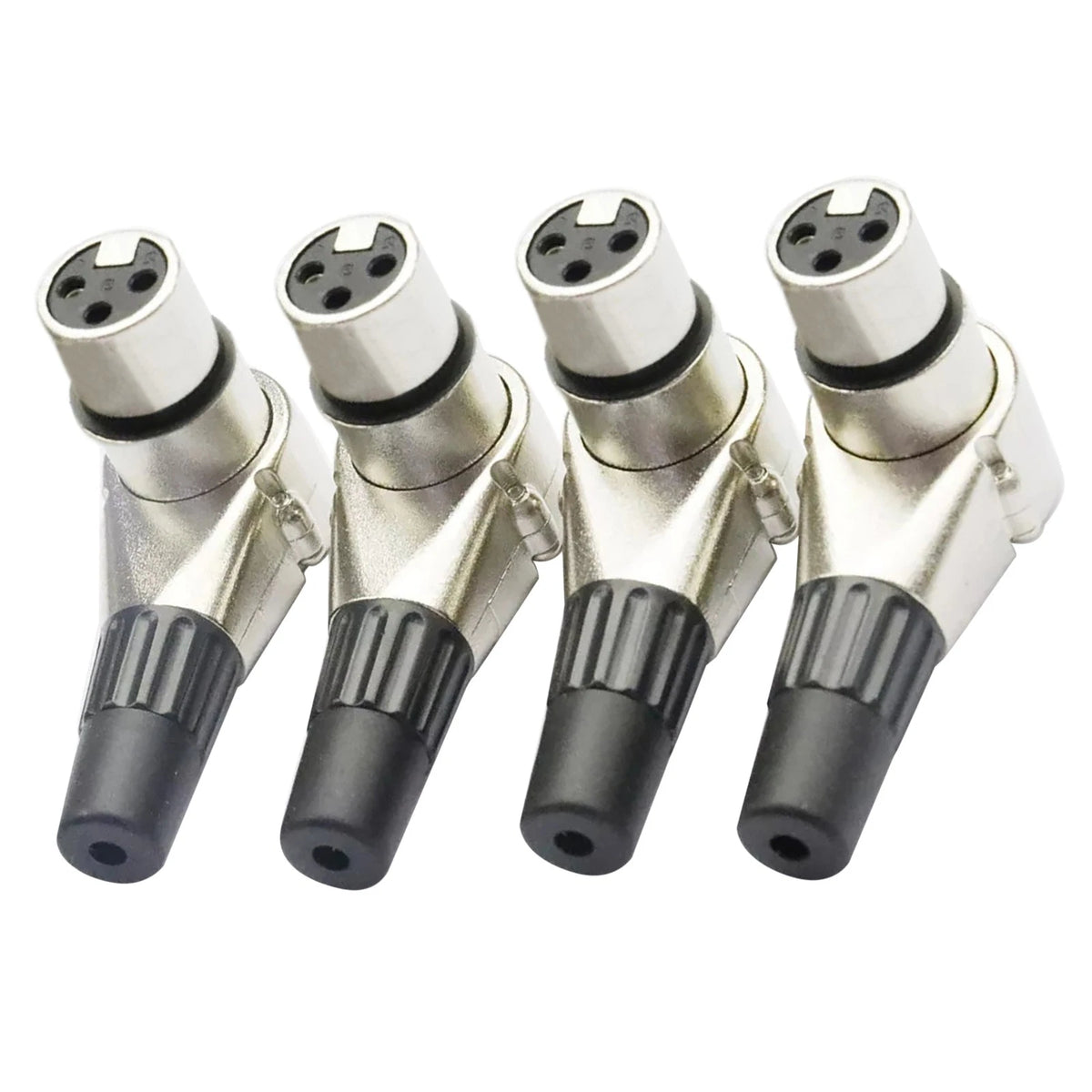 Set of 4 3 Pin XLR Female Right Angle Connectors Adapter