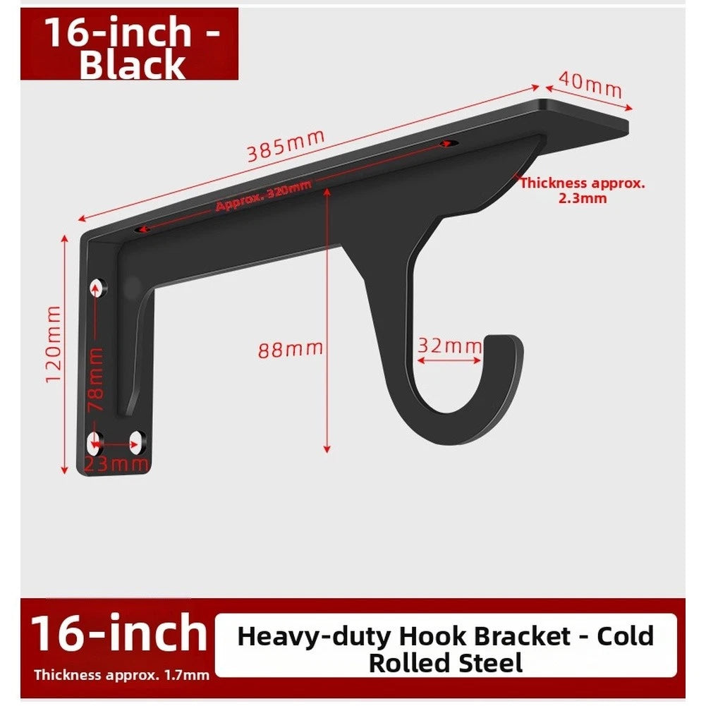 Wall Shelf Bracket with Hook for 12 16 18 Inch Shelves (No Part Numbers)