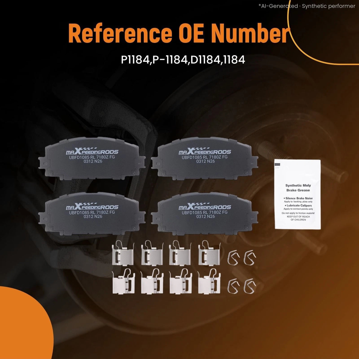 Front Ceramic Brake Pads Kit for Toyota Prius (2010–2022), Yaris (2007–2018), Corolla (2020)