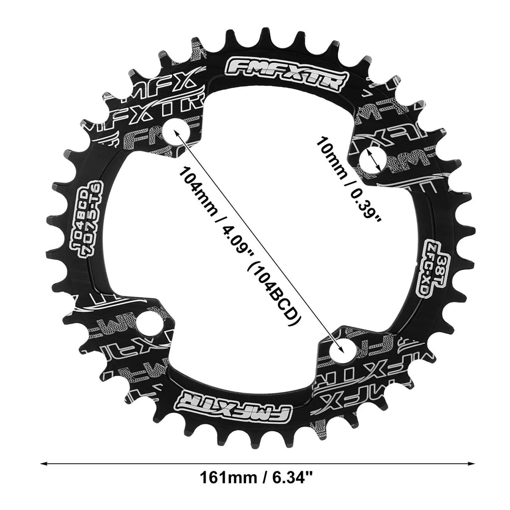 Narrow Wide Chainring 38 Teeth 104mm for Bicycle Crankset (Black)