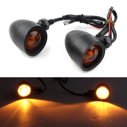 Black Universal Retro Motorcycle Turn Signals Indicator Light