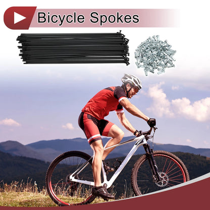 Set 12G Bicycle Spokes 230mm for Bike Wheel Carbon Steel Black (Universal)