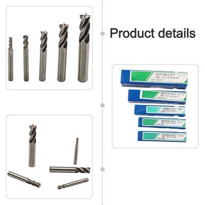 5 Pcs Set of End Mill Cutters for Milling Machines (No Specific Models)