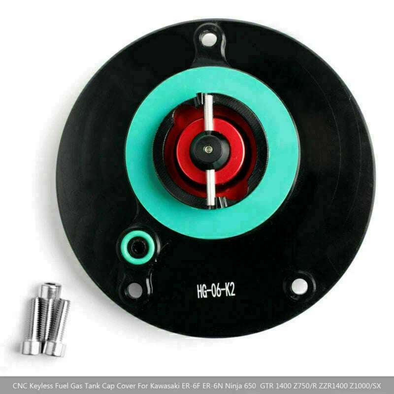 CNC Keyless Fuel Gas Tank Cap for Kawasaki ZX-6R ER-6F/6N (2000–2023) Red T9