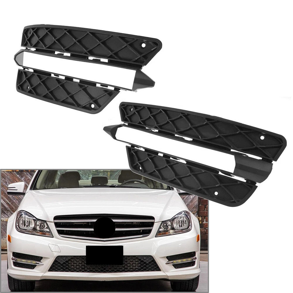 2pcs Bumper Grille for Mercedes Benz C250 C300 (2012–2014) ABS Plastic