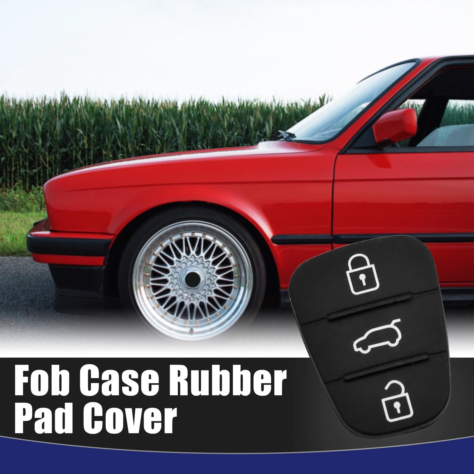 Key Fob Shell Case Rubber Cover for Hyundai 3 Button (Black) (Qty 1)